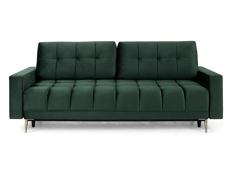Sofa trzyosobowa Belmira rozkładana z pojemnikiem welurowa zielona